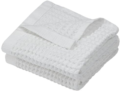 DEMMEX Organic Cotton Waffle Turkish Hand Towels for Bathroom & Kitchen, Large 20x30 in, 100% Oeko-TEX Certified Ultra Soft Turkish Cotton, Lightweight Quick Dry Waffle Weave, Set 2 (Crisp White) - color: Crisp White