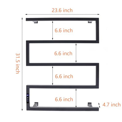 Wall Mounted Electric Towel Warmer Racks with Timer & Temperature Control, Black 5 Bar 304 Stainless Steel Heated Towel Racks for Bathroom Plug-in or Hardwired (Matte Black) - color: Matte Black