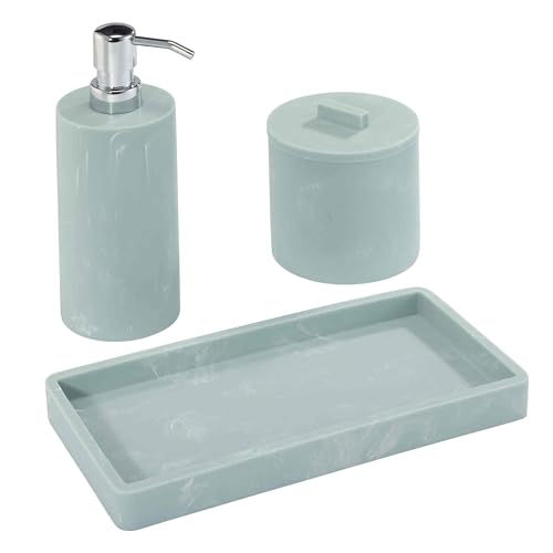 Nicole Miller - Bathroom Set, 3pc Countertop Accessories, Dorm Room Essentials (Kendall Collection, Oasis) - color: Oasis, size: 3pc Bath Set