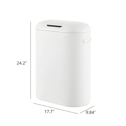 happimess 13.2 Gal Oval Motion Sensor Trash Can, Cotton White | Oval, Motion Sensor, Touch Mode, Soft Close Lid, Powder Coated Iron, 17.7" W x 9.84" D x 24.2" H - color: Cotton White