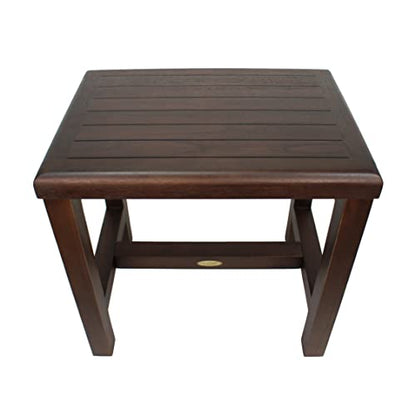 DecoTeak 18" Teak Shower Bench, Waterproof Stool with Non-Slip Feet | Shower bench with adjustable foot levelers provides secure stability on wet, sloped, or uneven shower floors for added safety