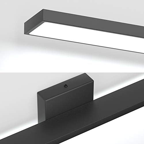 Ralbay 48inch Dimmable Modern LED Black Vanity Light 46W Frosted Aluminum for Bathroom Vanity Lighting Fixtures Cool White 6000K - color: Black-Dimmable, size: 48 inch