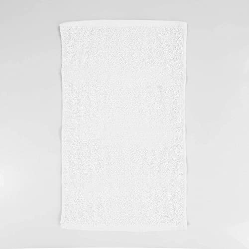 TBF 12pcs Fingertip Hand Towels, Affordable 100% Cotton Washcloths (11x18) (White, Hemmed)