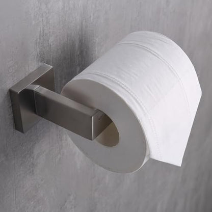 TASTOS Toilet Paper Holder Brushed Nickel 2 Pack, Toilet Tissue Roll Holders Dispenser and Hangers Wall Mounted for Bathroom & Kitchen, Stainless Steel Modern Square Style (Silver) - color: Brushed, size: Square (2 pack)