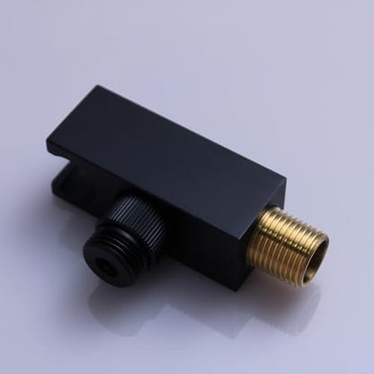 Bathroom Brass Square Wall Mount Handheld Shower Head Holder Water Supply Elbows with On/Off Flow Control Bracket, Matte Black - color: Matte Black