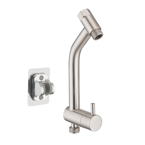 PDPBath Brass Shower Arm Diverter with Adhesive Handheld Holder for Easy Reach, Upgrade Low 3-Way Diverter with Pause Setting, G1/2 Universal Connection - Brushed Nickel - color: Brushed Nickel-3
