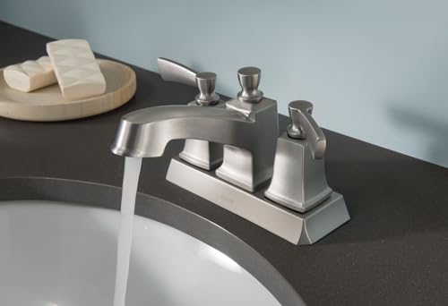 Moen Conway Spot Resist Brushed Nickel Two-Handle Centerset Bathroom Faucet with Drain Assembly, WS84922SRN - color: Spot Resist Stainless, size: (Pack of 1)