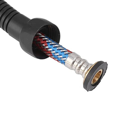 59in Shower Hose, 3 Layers Pressure Stainless Steel Flexible Long Shower Hose with Hot Cold Nozzles, Universal Fit for Bathroom Replacement (Black) - color: Black