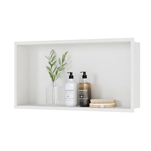 Neodrain Stainless Steel Shower Niche White 24"x12" No Tile Needed | Recessed Wall Niche, Space-Saving, Waterproof & Durable Niche for Shower Storage - color: White, size: 24X12In
