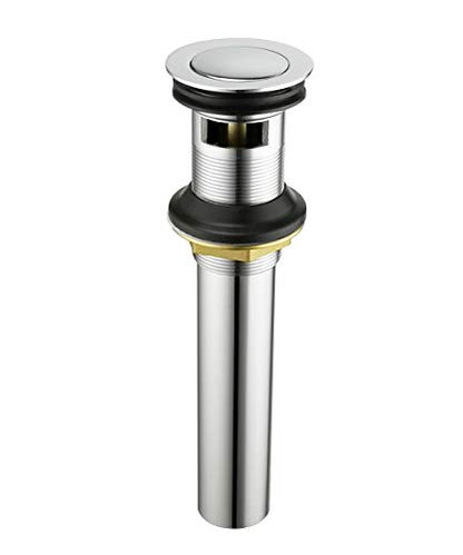 Purelux Bathroom Sink Drain Stopper Faucet Vanity Sink Pop Up Drain Assembly with Overflow, Chrome Finish - color: Chrome, style: With Overflow