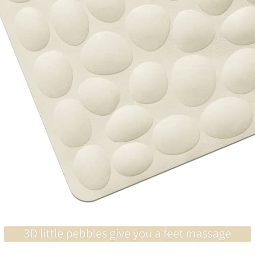 Non-Slip Bathtub Mat OTHWAY Soft Rubber Bathroom Bathmat with Strong Suction Cups (Beige) - color: Beige, size: 40" x 16" (Rectangular)