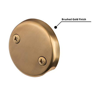 Tip-Toe Bathtub Drains Trim Set with Two-Hole Overflow Faceplate, Replacement Bath Drain Trim Kit with 2-Hole Overflow Faceplate and Universal Fine/Coarse Thread (Brushed Gold) - color: Brushed Gold