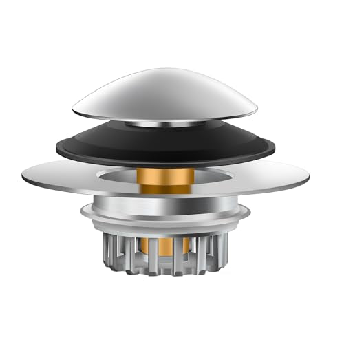 Bathtub Drain Stopper, Pop-Up Tub Drain Hair Catcher, Universal Bath Tub Drain Plug & Cover for 1.45-1.8 Inch Drain Holes, Replaces Lift & Turn, Tip Toe, or Trip Lever, Silver Finish (1)