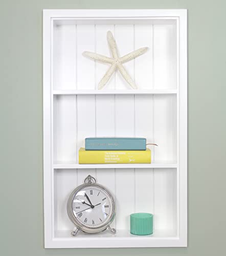 14x24 Sloane Recessed Wall Niche Medicine Cabinet Replacement, in The Wall Bathroom Cabinet Insert Shelf/Shelves, Made in North America, Real Wood, NO MDF, White Beadboard Back - color: White, size: 14x24