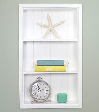 14x24 Sloane Recessed Wall Niche Medicine Cabinet Replacement, in The Wall Bathroom Cabinet Insert Shelf/Shelves, Made in North America, Real Wood, NO MDF, White Beadboard Back - color: White, size: 14x24