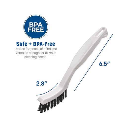 SPARTA Grout Brush with Stiff Nylon Bristles, 8 Inch, White | Flo-Pac, Stiff Crimped Nylon Bristles, 2.75-Inch Brush Section, Narrow Crevices, BPA Free - color: White, size: 8 Inches