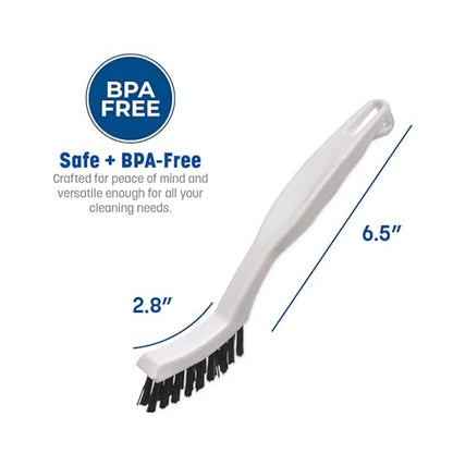 SPARTA Grout Brush with Stiff Nylon Bristles, 8 Inch, White | Flo-Pac, Stiff Crimped Nylon Bristles, 2.75-Inch Brush Section, Narrow Crevices, BPA Free - color: White, size: 8 Inches