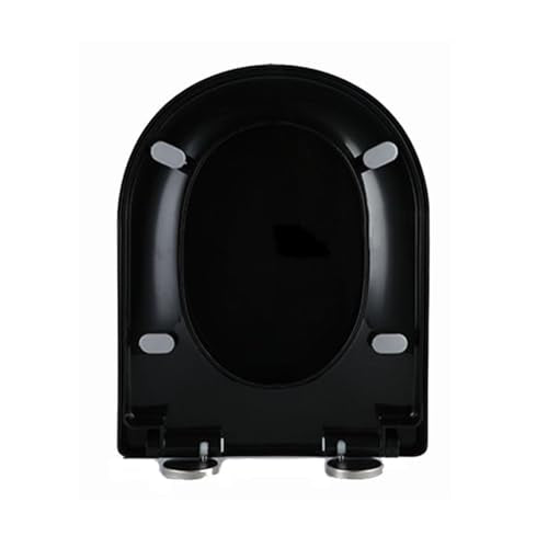 Toilet Seat QuickRelease One Button 360° Adjustable Hinge UF Material Easy Clean Modern White/Black Design for Bathroom Upgrade - color: Black