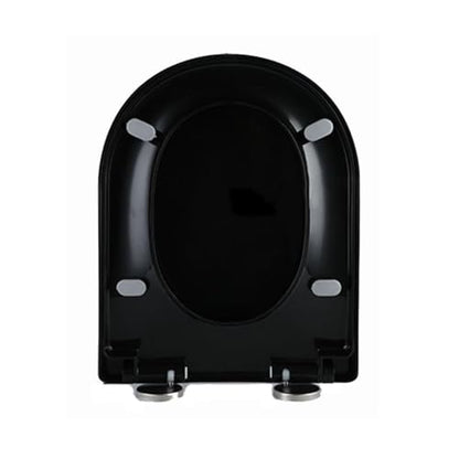 Toilet Seat QuickRelease One Button 360° Adjustable Hinge UF Material Easy Clean Modern White/Black Design for Bathroom Upgrade - color: Black
