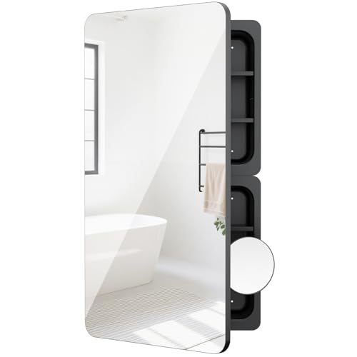 Rresyet 20×36 Bathroom Mirror Cabinet with 3X Magnifying Mirror, Adjustable Shelves, Bathroom Mirror with Storage, Recessed or Wall Mounted Medicine Cabinet for Jewelry,Masks & Beauty Tools - color: Standard, size: 20" x 36"