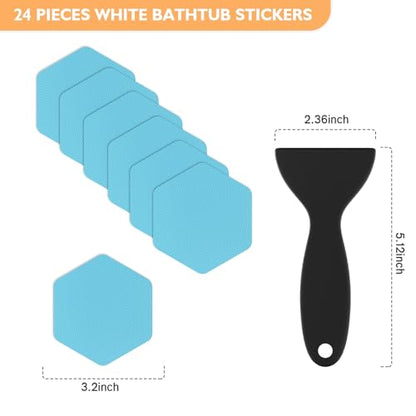 Non Slip Bathtub Stickers, Shower Stickers for Safety Bathroom Tubs, Bathtub Non Slip Stickers and Adhesive Decals Scraper for Bath Tub, Shower Floor, Stairs, Ladders(Square Shape) (24, Blue) - color: Blue