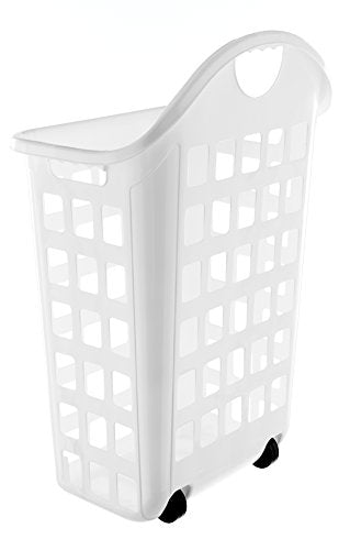 United Solutions LN0435 Rolling Hamper, 2 Bushel, White