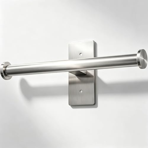 Double Roll Toilet Paper Holder, OBODING, Adhesive or Drilling Stainless Steel Toilet Paper Holder Wall Mount for Bathroom (Silver) - color: Silver