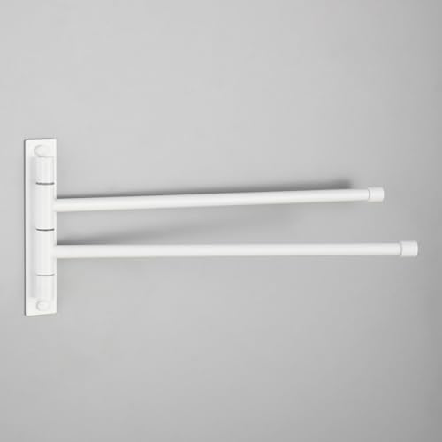 GERZWY Bathroom 2-Arm Swing Arm Towel Bars Wall Mount Stainless Steel Bath Towel Rack Hanger, White - color: White