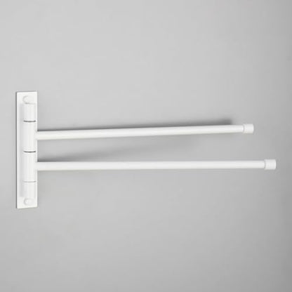 GERZWY Bathroom 2-Arm Swing Arm Towel Bars Wall Mount Stainless Steel Bath Towel Rack Hanger, White - color: White