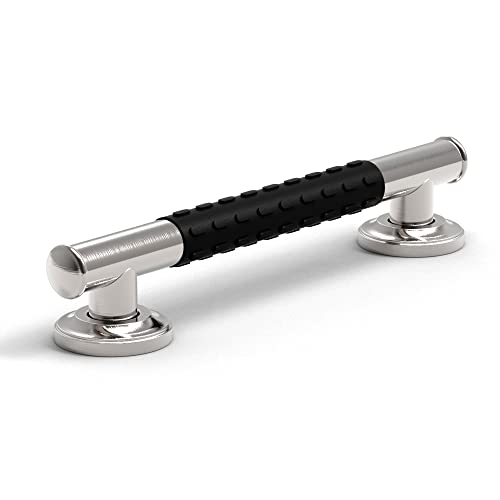 1-1/4 x 12inch Stainless Steel Bath Safety Grab Bar with Anti Slip Rubber Grip, ADA Compliant 500lbs Weight Support, Decorative Collection Miami, Brushed Nickel