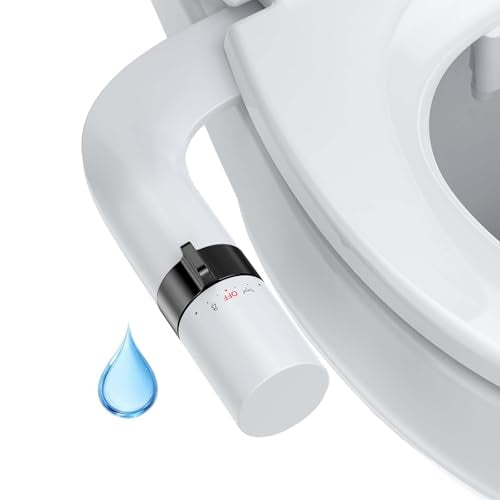 Toilet Bidet Attachment, Non-Electric Dual Nozzle (Feminine/Bidet Wash), Self-Cleaning Fresh Cold Water Sprayer Bidets for Toilets with Adjustable Water Pressure (Rotary Toggle, Black) - color: Rotary Toggle, Black