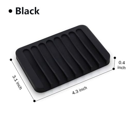 Self Draining Soap Dishes, 3 Pcs Silicone Waterfall Drainer Soap Holder for Bathroom, Extend Soap Life Keep Dry Clean & Easy Cleaning (Black) - color: Black
