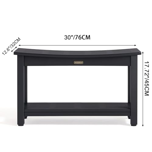 KaimuBench 30'' Waterproof Shower Stool, Poly Lumber Shower Bench Seat for Shaving Legs, HDPS Plastic Bath Chair Seat, Non-Slip & No Maintenance, Black, Weight Capacity 700LBS (30 x 13 Inches) - color: Black, size: XL (30*12.6*17.7'')