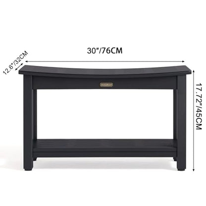 KaimuBench 30'' Waterproof Shower Stool, Poly Lumber Shower Bench Seat for Shaving Legs, HDPS Plastic Bath Chair Seat, Non-Slip & No Maintenance, Black, Weight Capacity 700LBS (30 x 13 Inches) - color: Black, size: XL (30*12.6*17.7'')