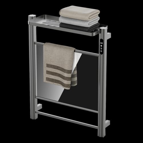 2 in 1 Towel Warmer Rack & Towel Rack Wall, Towel Warmers for Bathroom Wall – Timer & Temperature Multi-Level Adjustments with for Bathroom Shower Hot Tub (Grey) - color: Grey