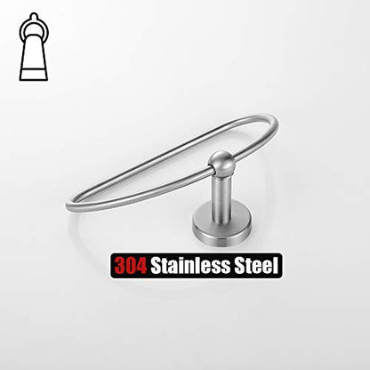 JQK Towel Ring, Stainless Steel Half Ring Towel Holder for Bathroom, 7 Inch Brushed Finished Wall Mount, TR160-BN - color: Brushed
