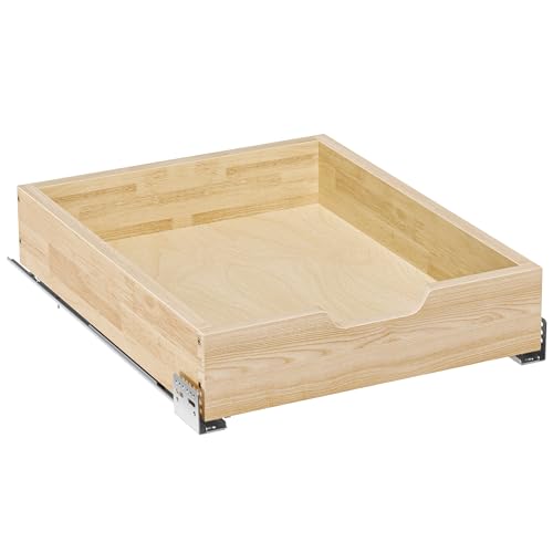 Pull Out Cabinet Organizer, 16.5 in W x 21 in D Solid Wood Slide Out Drawer, Soft Close Sliding Shelf, Bottom or Side Mount for Kitchen Pantry Bathroom, Fits 17.5 in Cabinet Opening - size: 16½” W × 4"H x 21” D