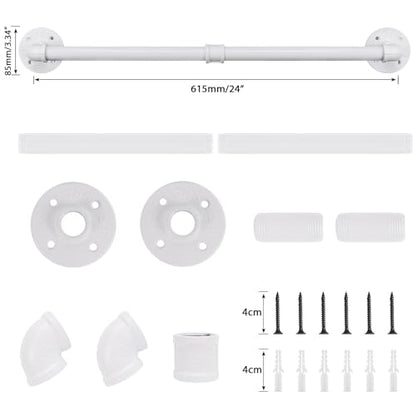 Industrial Pipe Towel Rack Towel Bar, Heavy Duty Wall Mounted Rustic Farmhouse Bath Towel Holder for Bathroom (White, 24 inch) - color: White, size: 24 inch