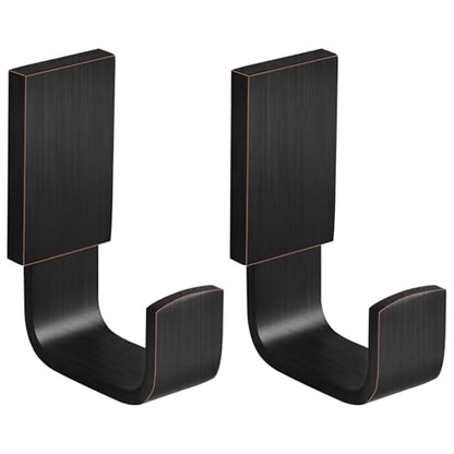 Brass Towel Hook, Bath Robe Coat Clothes Hook Oil Rubbed Bronze 2 Pack | Wall Mounted with Screws for Bathroom, Kitchen, Hotel, Garage, Laundry, Square Coat and Hat Hooks, Rustproof & High Quality - color: Oil Rubbed Bronze, size: 2 Pack