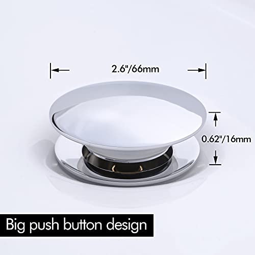 KES Bathroom Sink Drain Pop Up Drain Without Overflow Vessel Sink Vanity Stopper Polished Chrome, All Metal Rustproof Brass and 304 Stainless Steel, S2008D-CH - color: Polished Finish, style: NO Overflow (Big Cap)