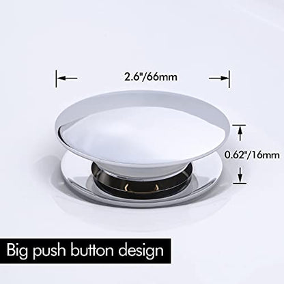 KES Bathroom Sink Drain Pop Up Drain Without Overflow Vessel Sink Vanity Stopper Polished Chrome, All Metal Rustproof Brass and 304 Stainless Steel, S2008D-CH - color: Polished Finish, style: NO Overflow (Big Cap)