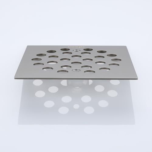 Square 4-1/4 Inch Screw-in Shower Drainer Cover Replacement Stainless Steel Floor Drain Grate with Screws Brushed Nickel - color: Brushed Nickel
