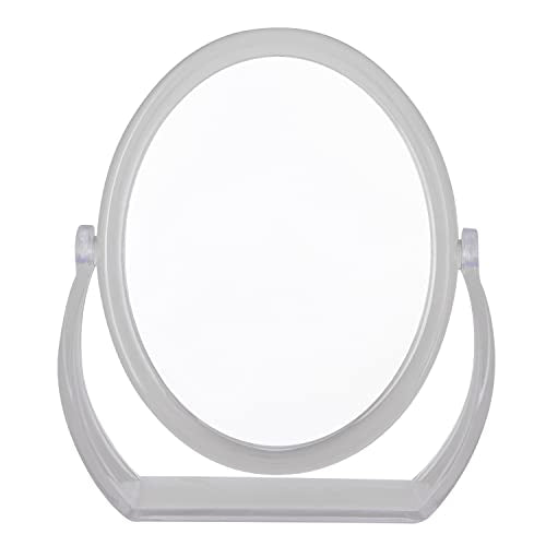 Bath Bliss Double-Sided Free-Standing Swivel Vanity Mirror | Regular & 10X’s Magnification | Make-up & Shaving Use | Freestanding | Tabletop | Rubberized | Clear - color: Clear