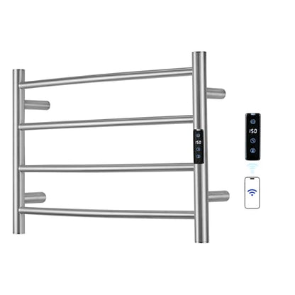 Electric Towel Rack with Voice Control for Alexa & Google Home,TUYA - Wall-Mounted Bathroom Heating Towel Warmer,Plug-in,Stainless Steel Material,16.54x23.62x5.51 in,Brushed，4 Bars - color: Brushed With Wifi, size: 4 Bar