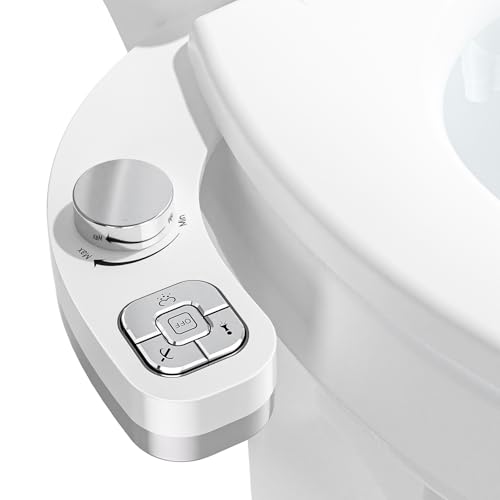 Bidet Attachment for Toilet, Dual Nozzle (Frontal and Rear Wash) Non-Electric Fresh Water Toilet Seat Attachment with Nozzle Self Cleaning, Adjustable Water Pressure(Chrome Silver) - color: Chrome Silver