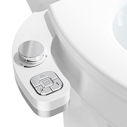 Bidet Attachment for Toilet, Dual Nozzle (Frontal and Rear Wash) Non-Electric Fresh Water Toilet Seat Attachment with Nozzle Self Cleaning, Adjustable Water Pressure(Chrome Silver) - color: Chrome Silver