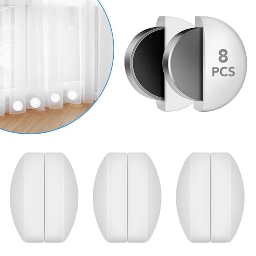 YixangDD 8 Pack Shower Curtain Weights, Magnetic Curtain Weights, 4 Pairs | Silicone Wrapped Rust-Proof Curtain Clips Outdoor for Shower Liner, Drapery, Tablecloth, Flag from Blowing Around, White - color: 8 Packs