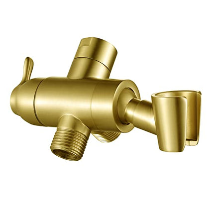 Metal Shower Arm Diverter with Handheld Mount, G1/2" 3-Way Shower Diverter Valve Bathroom Universal Showering System Replacement for Handheld Wand and Fixed Sprayer, Brushed Gold - color: Brushed Gold
