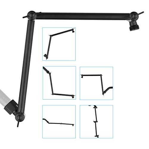 PDPBath Shower Extension Arm, 16" Upgrade Solid Brass Shower Head Shower Head Extender, Adjustable Height Extended with G1/2 Universal Connection for Rain & Handheld Shower Head Matte Black - color: Matte Black, style: 8 Inch + 8 Inch