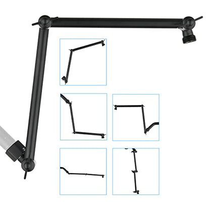 PDPBath Shower Extension Arm, 16" Upgrade Solid Brass Shower Head Shower Head Extender, Adjustable Height Extended with G1/2 Universal Connection for Rain & Handheld Shower Head Matte Black - color: Matte Black, style: 8 Inch + 8 Inch